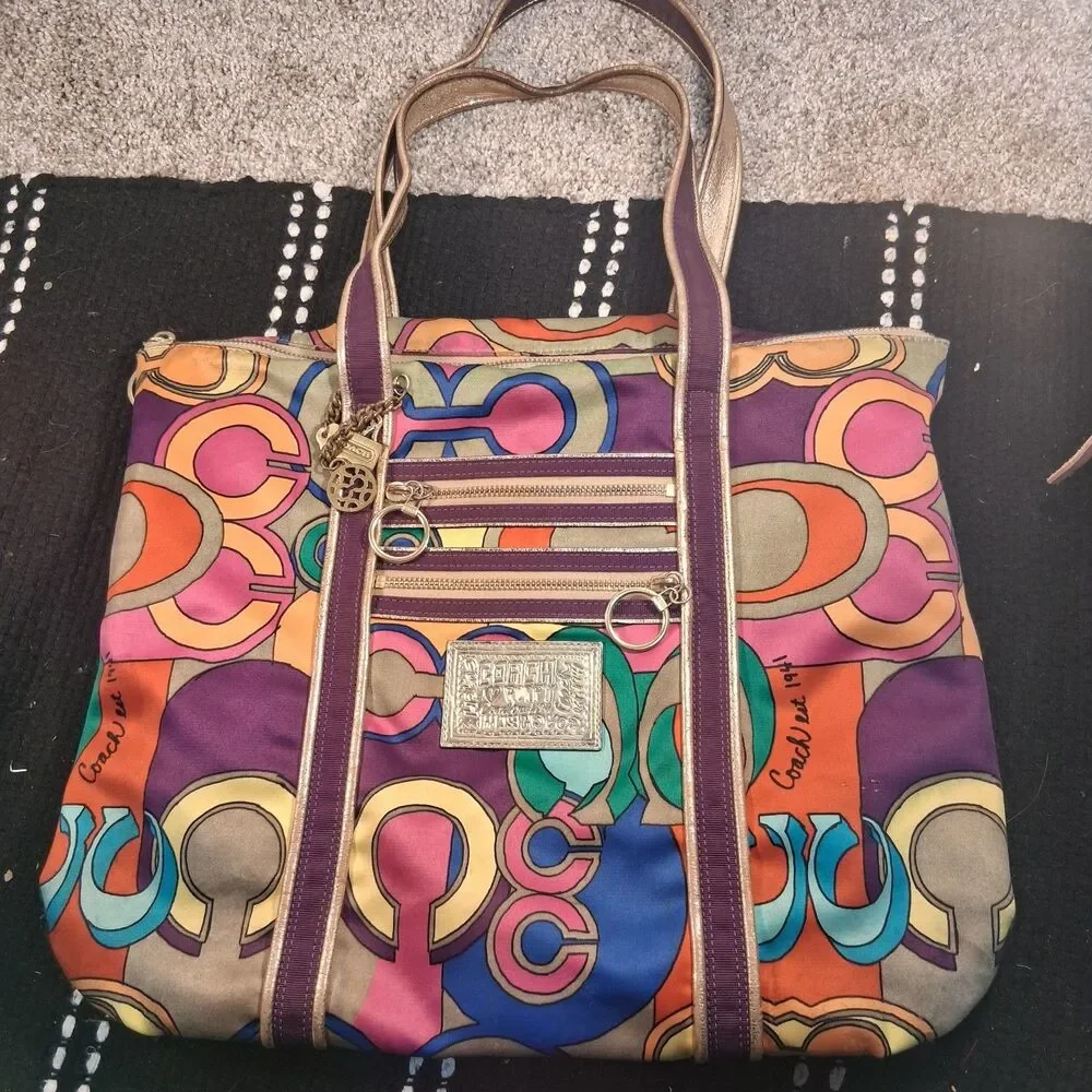 Coach 14365 Poppy Pop C Signature Purse Vintage Spotlight Colorful Glam RARE - Picture 2 of 16